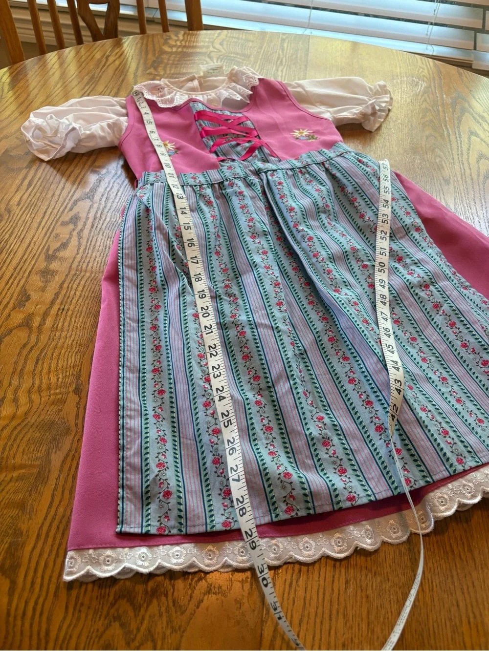 Schrammel Girl’s Austrian Dress Dirndl Pink Blue White Appx size 6X